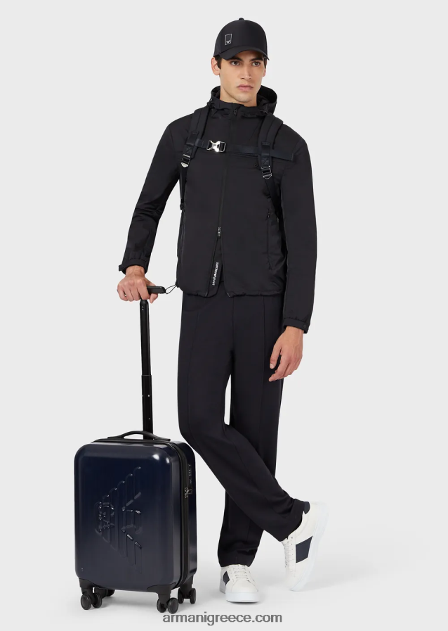 γυναίκες Armani τσάντα χειραποσκευής κοιλιακών με υπερμεγέθη, ανάγλυφο αετό 4046R6765 ναυτικό μπλε