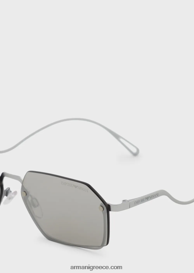 γυναίκες Armani ορθογώνια γυαλιά ηλίου 4046R6929 ασήμι