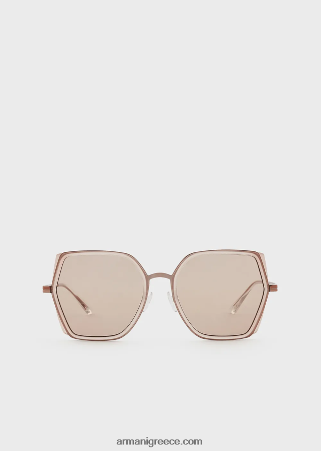 γυναίκες Armani τετράγωνα υπερμεγέθη γυαλιά ηλίου 4046R6976 ροζ χρυσός