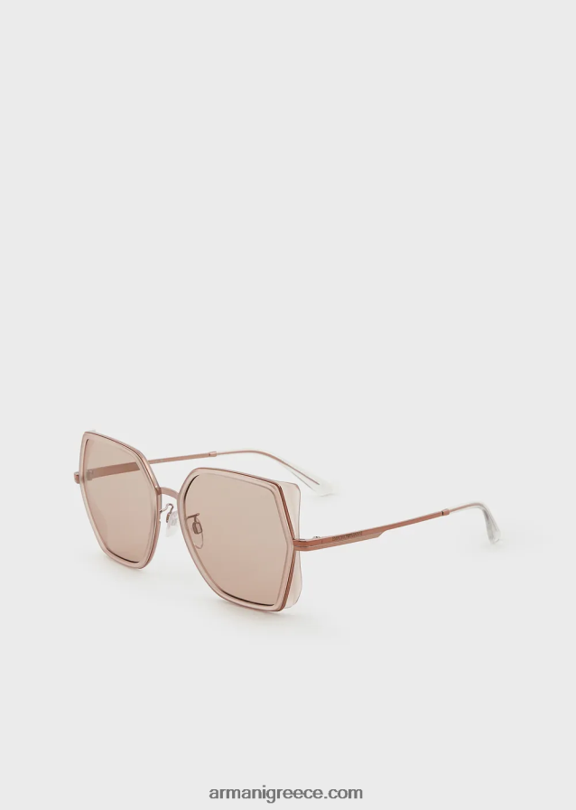 γυναίκες Armani τετράγωνα υπερμεγέθη γυαλιά ηλίου 4046R6976 ροζ χρυσός