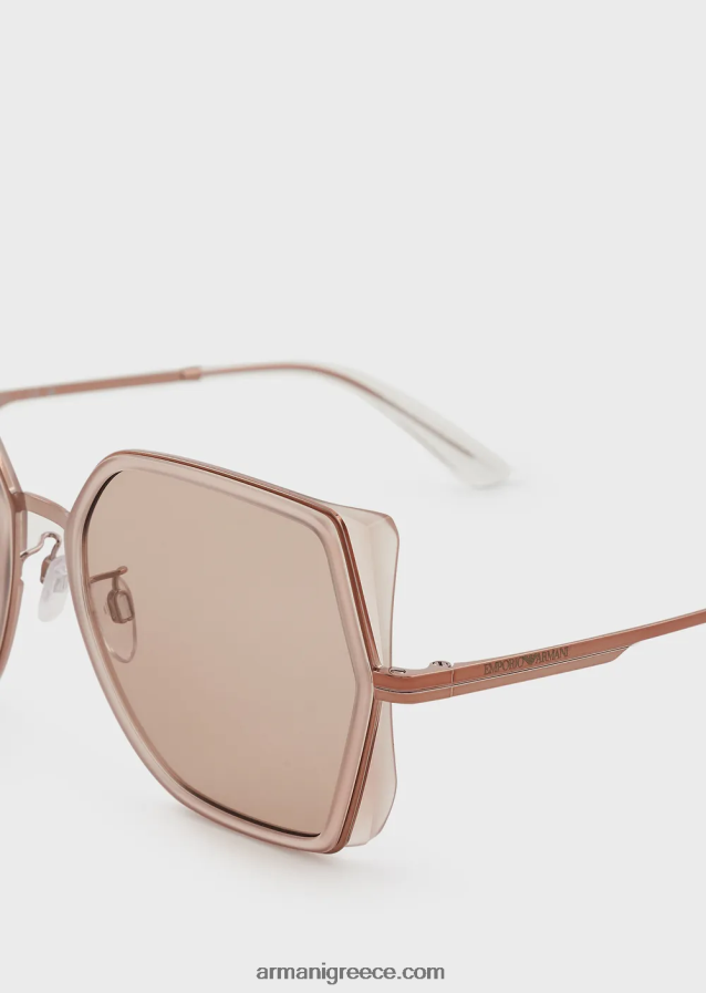 γυναίκες Armani τετράγωνα υπερμεγέθη γυαλιά ηλίου 4046R6976 ροζ χρυσός