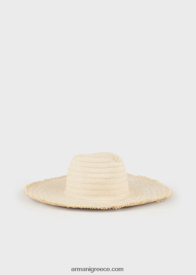 γυναίκες Armani Καπέλο παραλίας από χάρτινο νήμα με κεντημένο λογότυπο 4046R6774