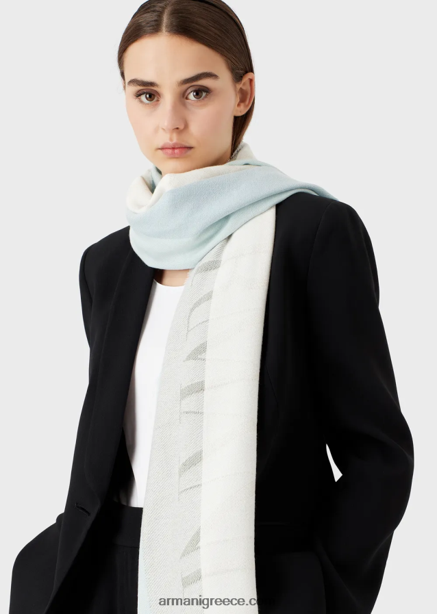 γυναίκες Armani Οριζόντια ριγέ μοτίβο κλεφτό με λογότυπο ζακάρ 4046R6866 ακουα μπλε