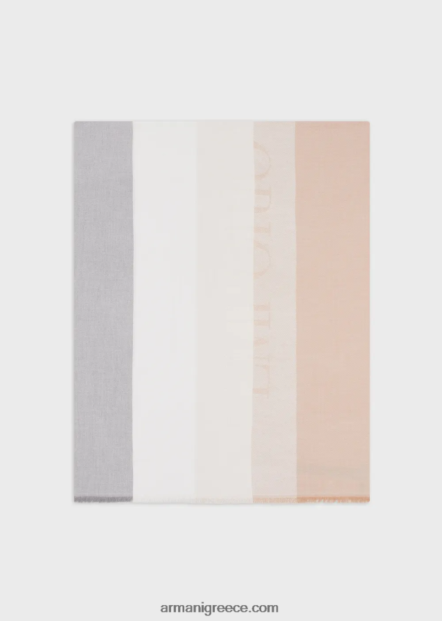 γυναίκες Armani Οριζόντια ριγέ μοτίβο κλεφτό με λογότυπο ζακάρ 4046R6867 μπεζ