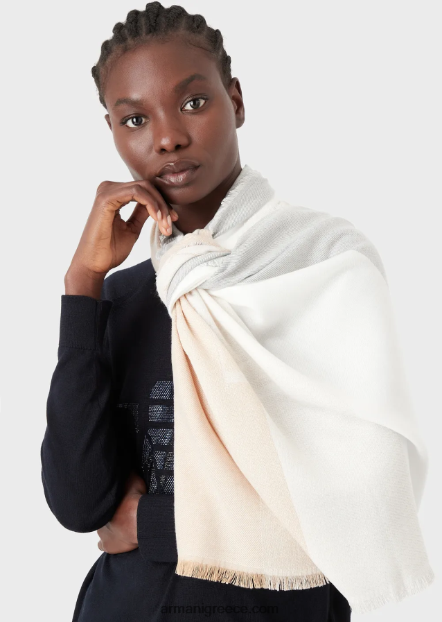 γυναίκες Armani Οριζόντια ριγέ μοτίβο κλεφτό με λογότυπο ζακάρ 4046R6867 μπεζ