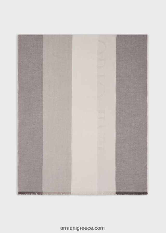 γυναίκες Armani Οριζόντια ριγέ μοτίβο κλεφτό με λογότυπο ζακάρ 4046R6869 γκρι περιστεριού