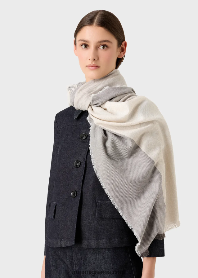 γυναίκες Armani Οριζόντια ριγέ μοτίβο κλεφτό με λογότυπο ζακάρ 4046R6869 γκρι περιστεριού