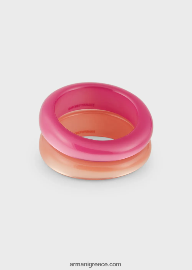 γυναίκες Armani σετ 2 διχρωμα βραχιολια από πλεξιγκλας 4046R6856 ροζ