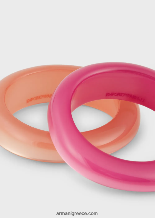 γυναίκες Armani σετ 2 διχρωμα βραχιολια από πλεξιγκλας 4046R6856 ροζ