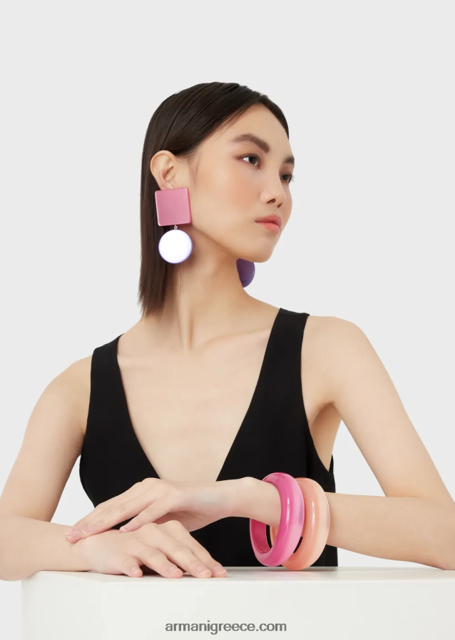 γυναίκες Armani σετ 2 διχρωμα βραχιολια από πλεξιγκλας 4046R6856 ροζ
