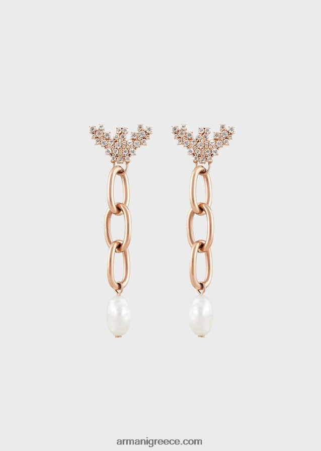 γυναίκες Armani λευκά σκουλαρίκια μαργαριτάρι γλυκού νερού 4046R6781 ροζ χρυσός