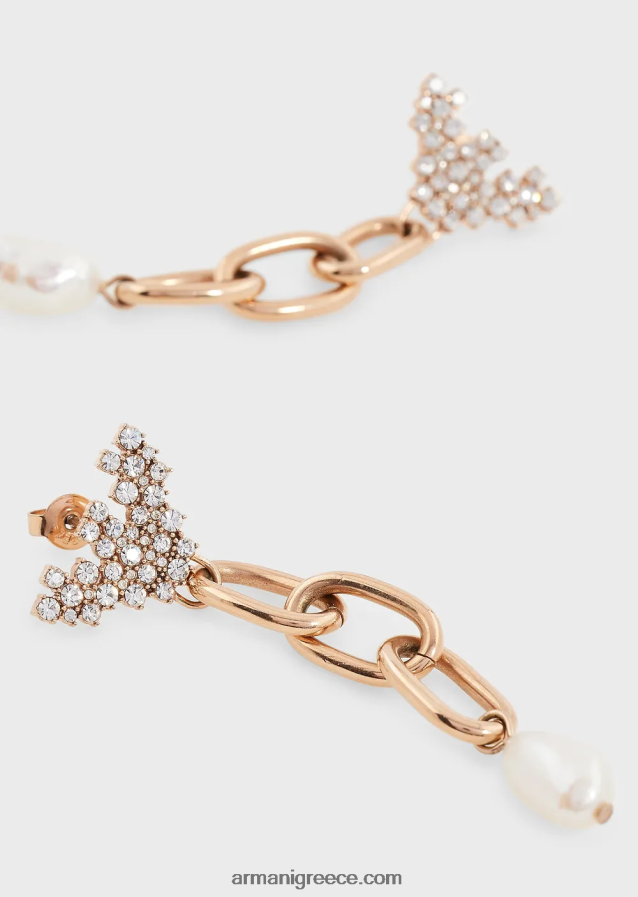 γυναίκες Armani λευκά σκουλαρίκια μαργαριτάρι γλυκού νερού 4046R6781 ροζ χρυσός