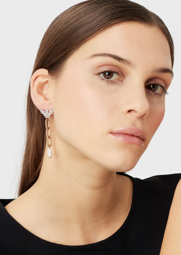 γυναίκες Armani λευκά σκουλαρίκια μαργαριτάρι γλυκού νερού 4046R6781 ροζ χρυσός