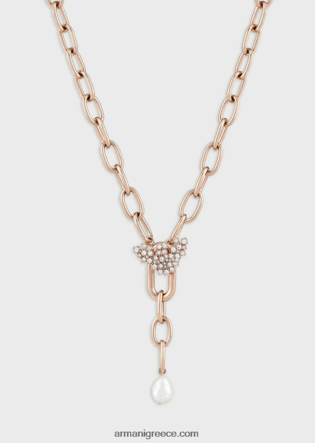 γυναίκες Armani κολιέ με λευκό μαργαριτάρι γλυκού νερού 4046R6782 ροζ χρυσός