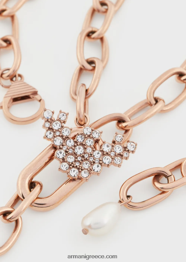 γυναίκες Armani κολιέ με λευκό μαργαριτάρι γλυκού νερού 4046R6782 ροζ χρυσός
