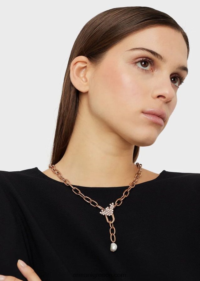 γυναίκες Armani κολιέ με λευκό μαργαριτάρι γλυκού νερού 4046R6782 ροζ χρυσός