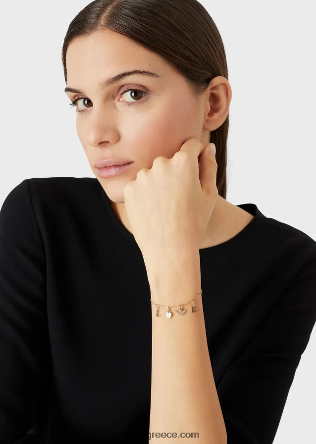 γυναίκες Armani λευκό βραχιόλι με αλυσίδα από μαργαριτάρι 4046R6783 χρυσός