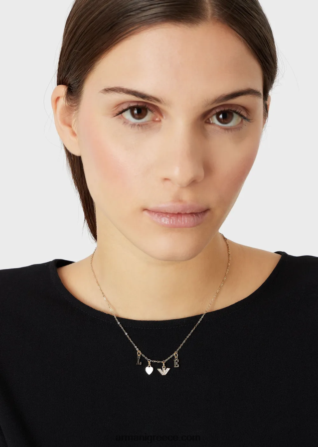 γυναίκες Armani κολιέ με λευκή αλυσίδα από μαργαριτάρι 4046R6784 χρυσός