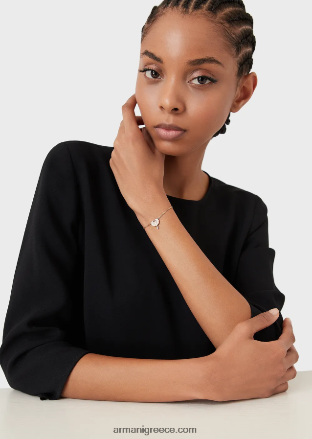 γυναίκες Armani Βραχιόλι ταυτότητας από ροζ χρυσό ασήμι 4046R6792 ροζ χρυσός