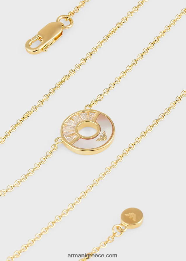γυναίκες Armani Κρεμαστό κολιέ από λευκό φίλντισι 4046R6793 χρυσός