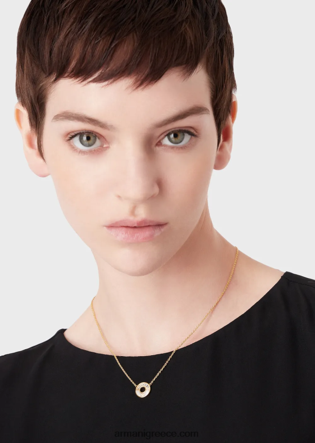 γυναίκες Armani Κρεμαστό κολιέ από λευκό φίλντισι 4046R6793 χρυσός
