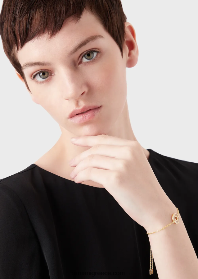 γυναίκες Armani λευκό βραχιόλι με αλυσίδα από μαργαριτάρι 4046R6794 χρυσός