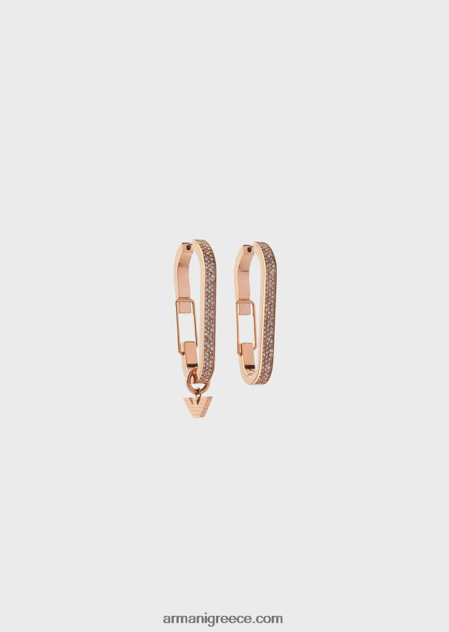 γυναίκες Armani Σκουλαρίκια κρίκοι από ανοξείδωτο ατσάλι σε ροζ χρυσό τόνο 4046R6795