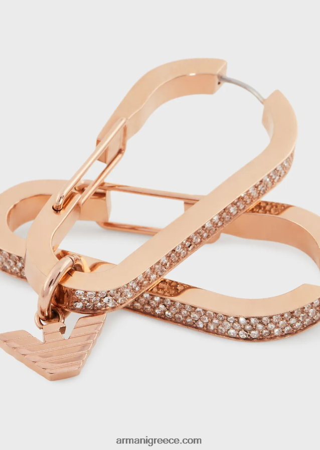 γυναίκες Armani Σκουλαρίκια κρίκοι από ανοξείδωτο ατσάλι σε ροζ χρυσό τόνο 4046R6795