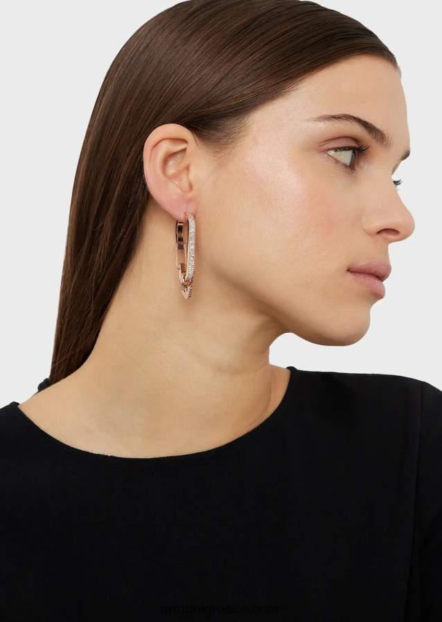 γυναίκες Armani Σκουλαρίκια κρίκοι από ανοξείδωτο ατσάλι σε ροζ χρυσό τόνο 4046R6795