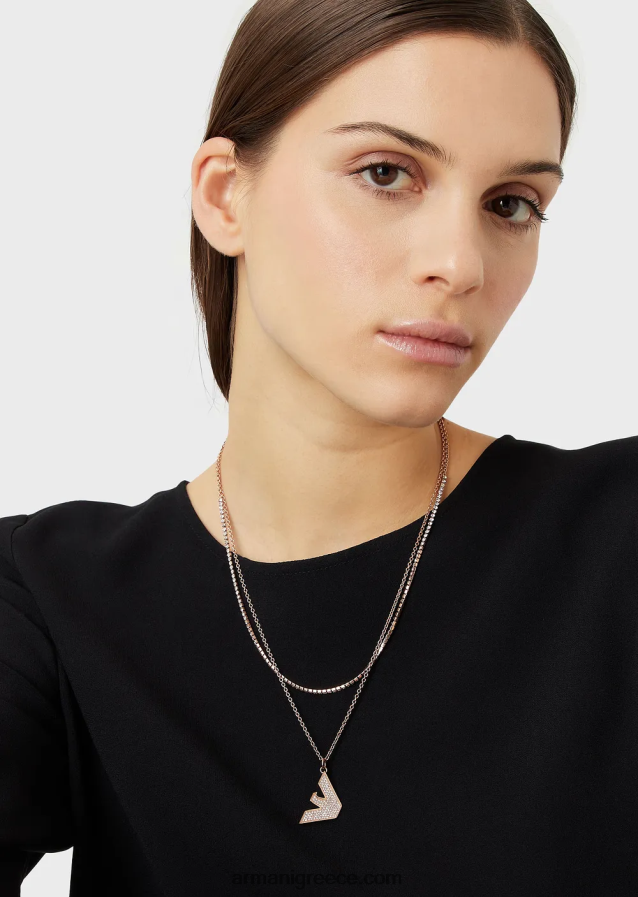 γυναίκες Armani Κολιέ με κρεμαστό ροζ χρυσό από ανοξείδωτο ατσάλι 4046R6798 ροζ χρυσός