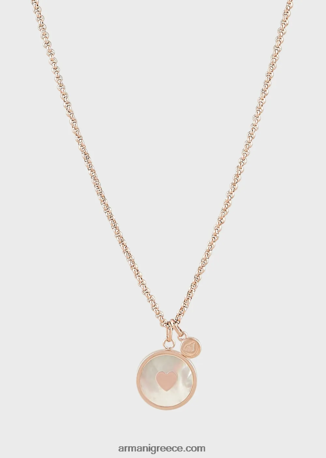 γυναίκες Armani Κρεμαστό κολιέ από λευκό φίλντισι 4046R6803 ροζ χρυσός