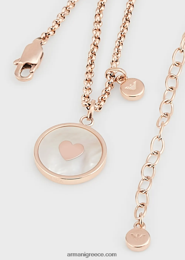 γυναίκες Armani Κρεμαστό κολιέ από λευκό φίλντισι 4046R6803 ροζ χρυσός