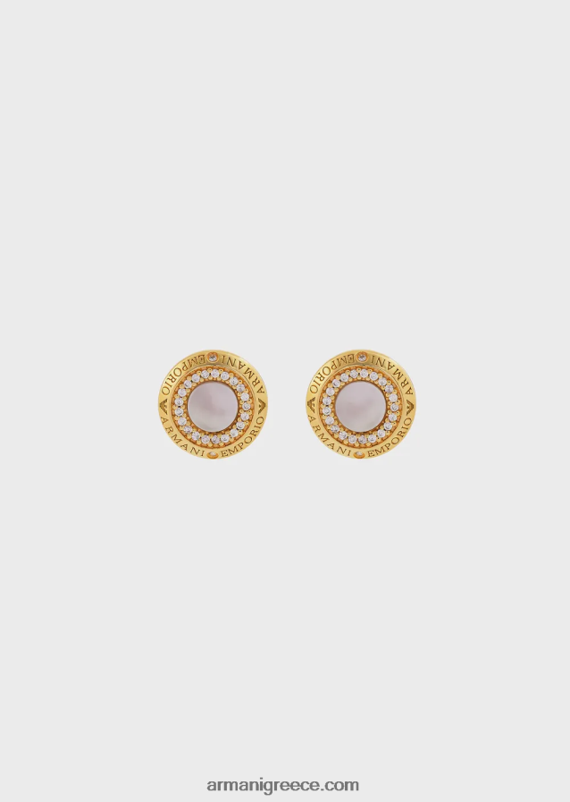 γυναίκες Armani λευκά καρφωτά σκουλαρίκια από μαργαριτάρι 4046R6804 χρυσός