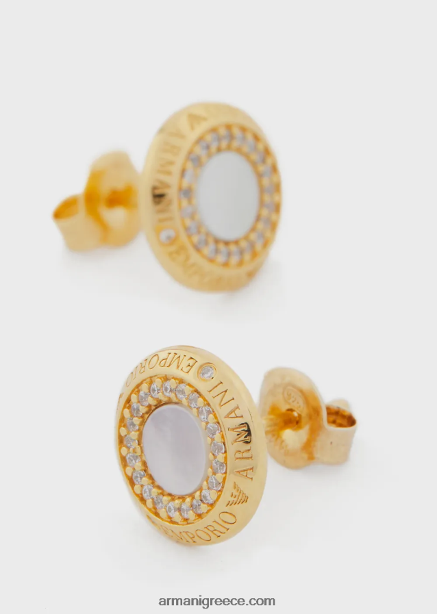 γυναίκες Armani λευκά καρφωτά σκουλαρίκια από μαργαριτάρι 4046R6804 χρυσός
