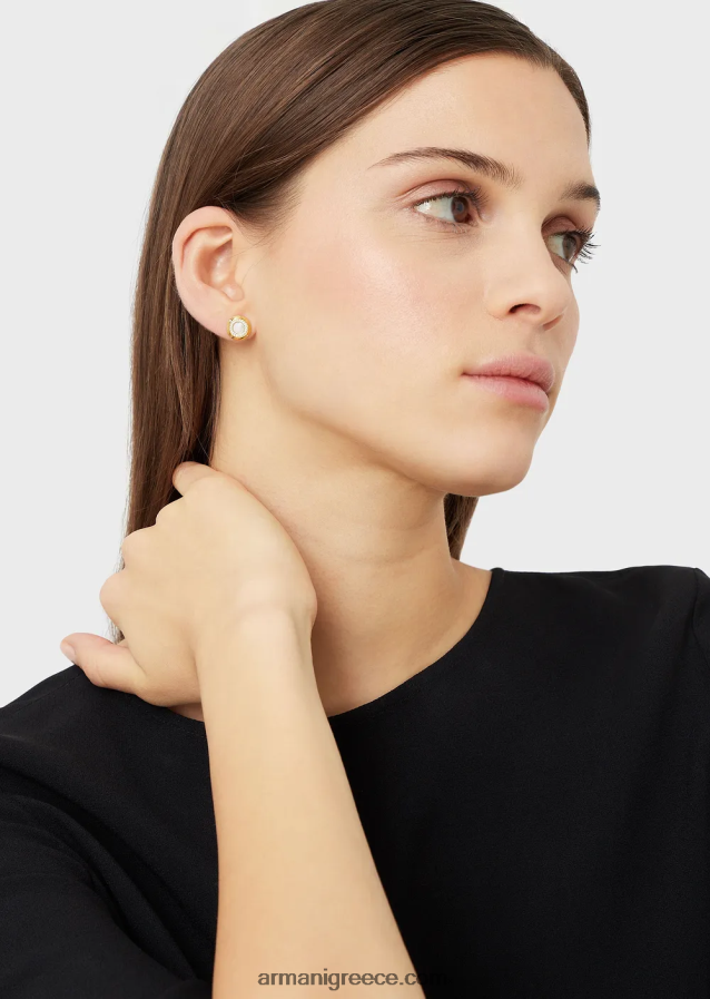 γυναίκες Armani λευκά καρφωτά σκουλαρίκια από μαργαριτάρι 4046R6804 χρυσός