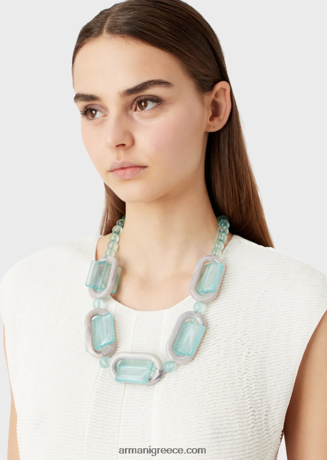γυναίκες Armani κολιέ με σφαίρες από πλεξιγκλάς και γεωμετρικές λεπτομέρειες 4046R6808
