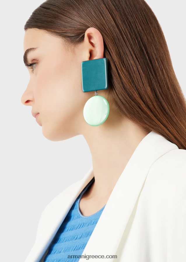γυναίκες Armani κρεμαστά σκουλαρίκια από ρητίνη με γεωμετρικά στοιχεία 4046R6810