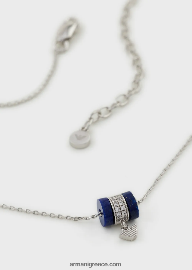 γυναίκες Armani μπλε κολιέ λάπις λάζουλι με εξαρτήματα 4046R6824 ασήμι