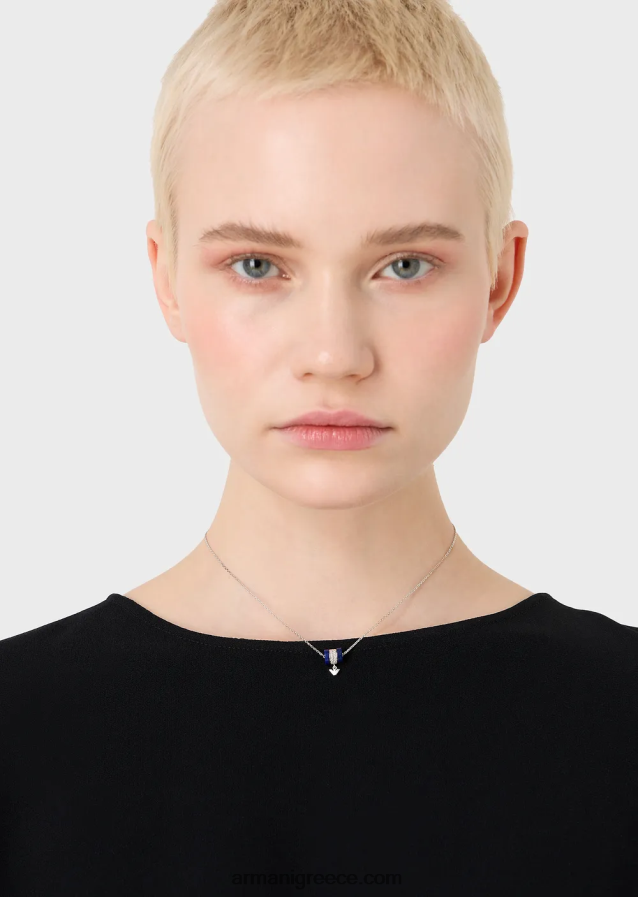 γυναίκες Armani μπλε κολιέ λάπις λάζουλι με εξαρτήματα 4046R6824 ασήμι