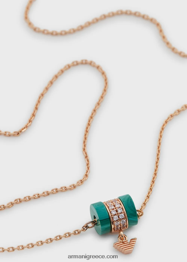 γυναίκες Armani κολιέ από πράσινο μαλαχίτη 4046R6834 ροζ χρυσός