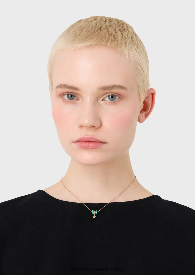 γυναίκες Armani κολιέ από πράσινο μαλαχίτη 4046R6834 ροζ χρυσός