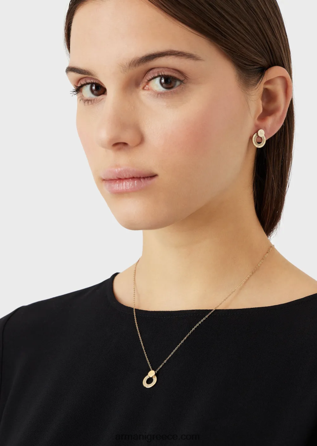 γυναίκες Armani Σετ κρεμαστό κολιέ και σκουλαρίκια από ανοξείδωτο ατσάλι σε χρυσό τόνο 4046R6838 χρυσός