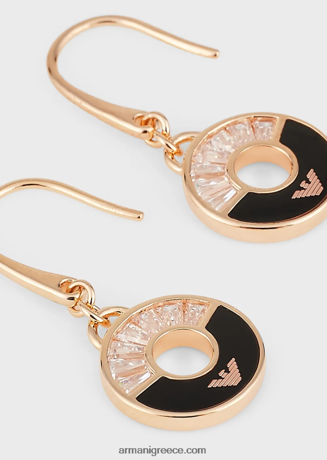 γυναίκες Armani σκουλαρίκια σταγόνας από μαύρο όνυχα 4046R6839 ροζ χρυσός