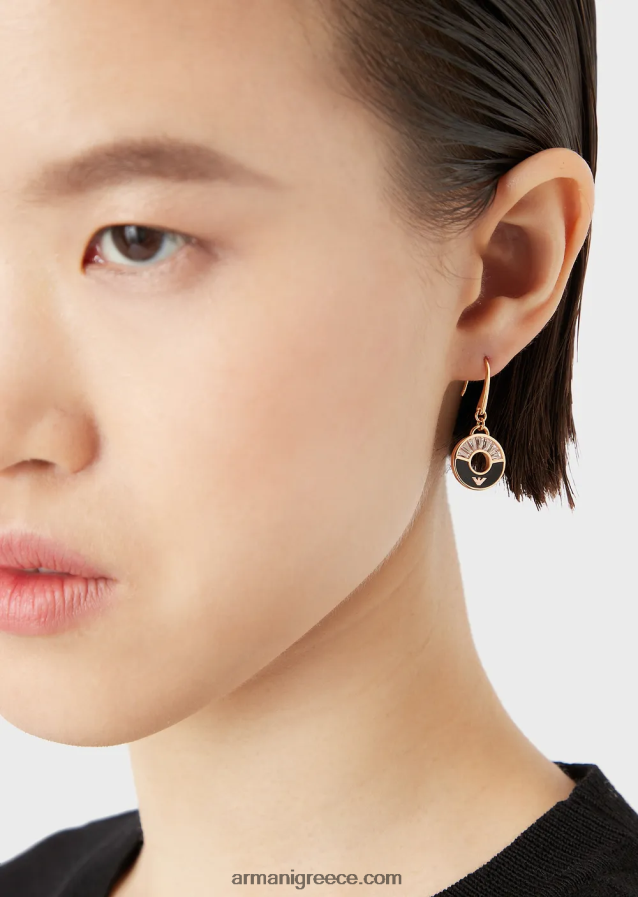 γυναίκες Armani σκουλαρίκια σταγόνας από μαύρο όνυχα 4046R6839 ροζ χρυσός