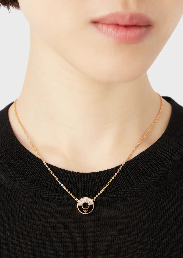 γυναίκες Armani κολιέ με μαύρο όνυχα 4046R6840 ροζ χρυσός