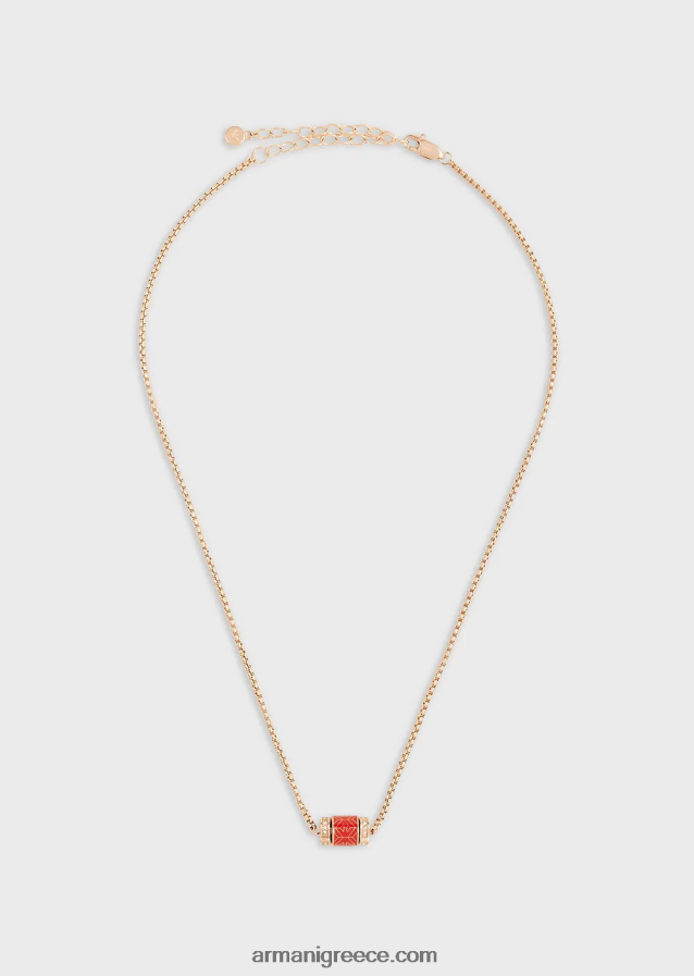 γυναίκες Armani κολιέ με κόκκινη λάκα 4046R6841 ροζ χρυσός