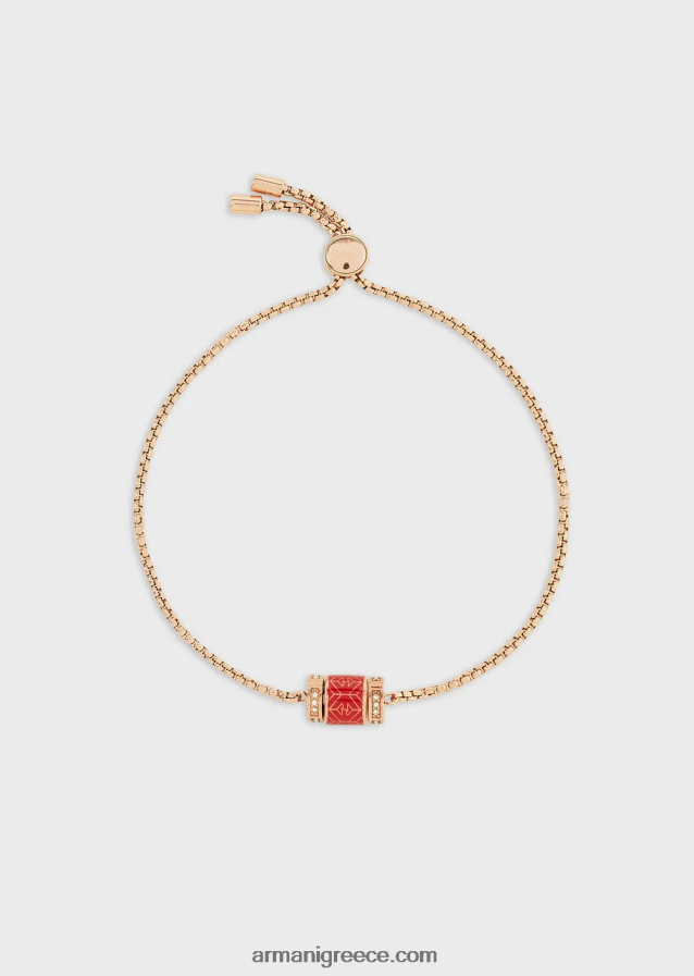 γυναίκες Armani βραχιόλι με κόκκινη λάκα 4046R6842 ροζ χρυσός
