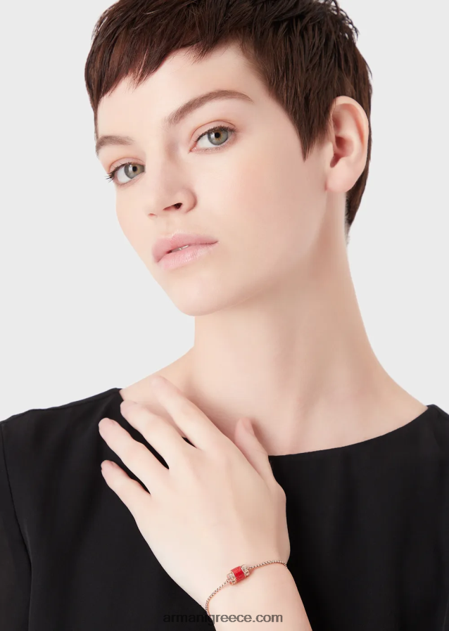 γυναίκες Armani βραχιόλι με κόκκινη λάκα 4046R6842 ροζ χρυσός