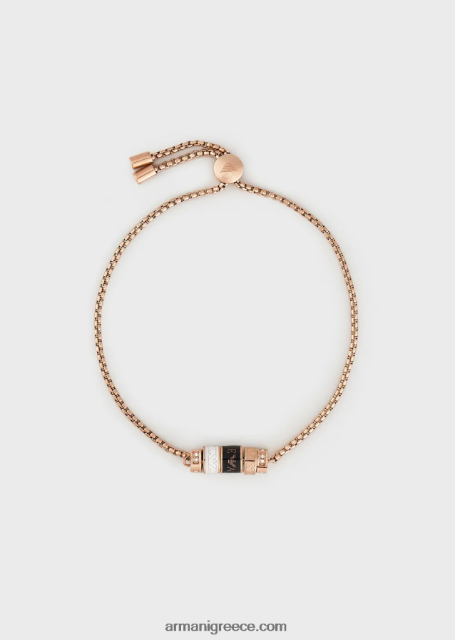 γυναίκες Armani Βραχιόλι μαύρης λάκας 4046R6845 ροζ χρυσός