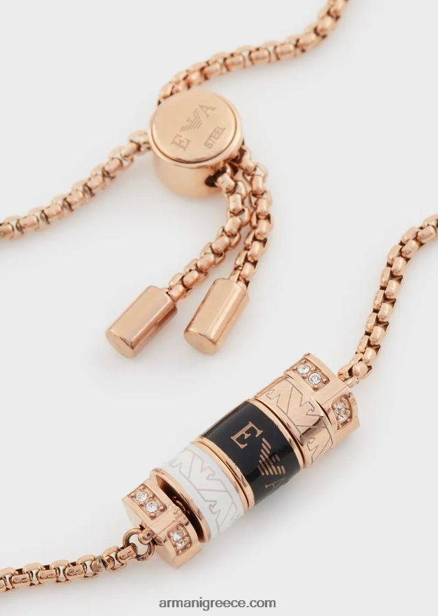 γυναίκες Armani Βραχιόλι μαύρης λάκας 4046R6845 ροζ χρυσός